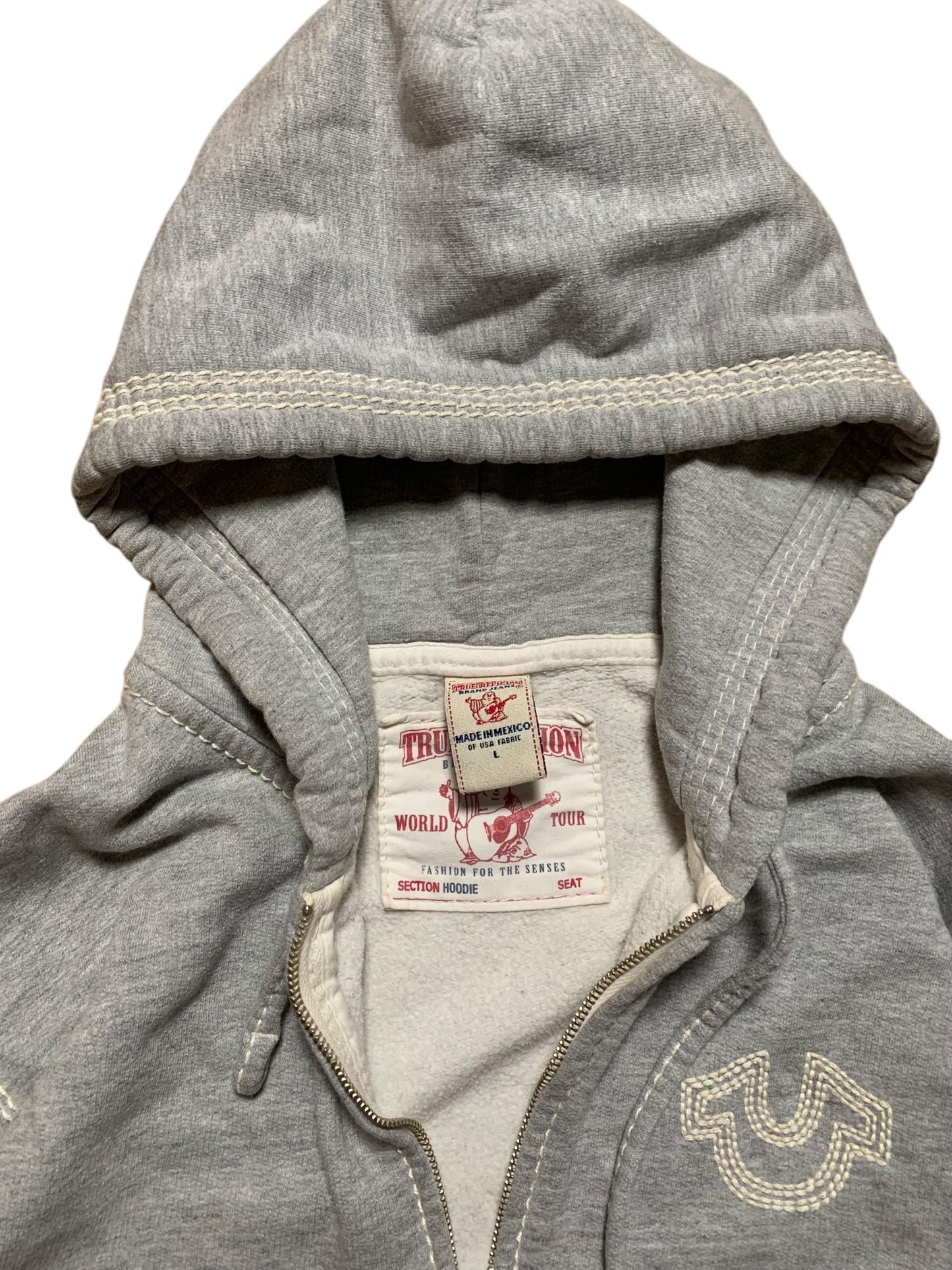 True Religion big stitch zip up hoodie (L)
