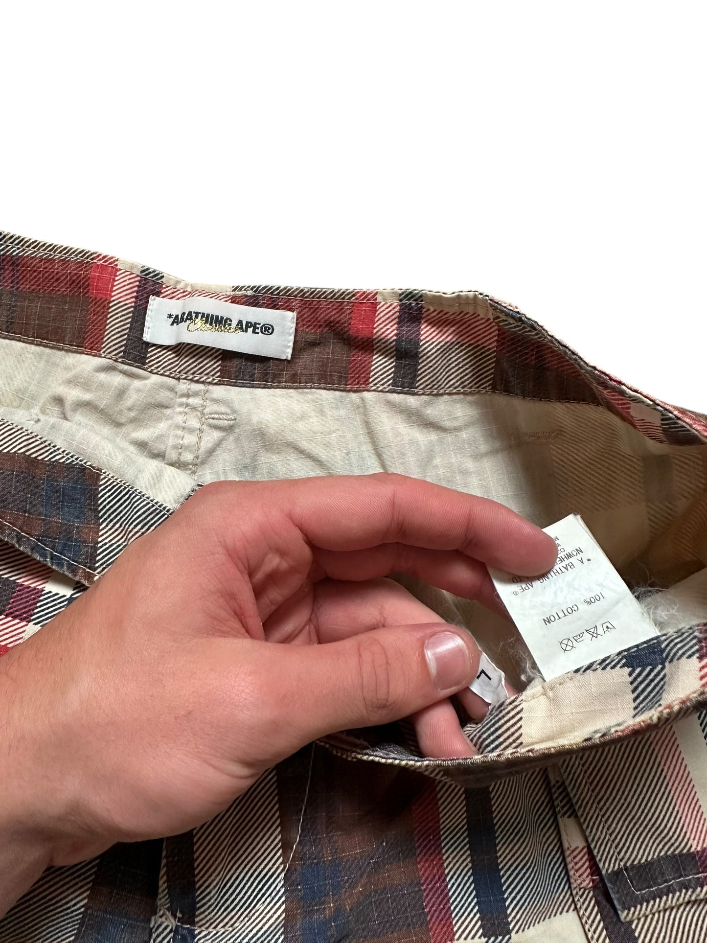 Bape Plaid Cargo Shorts (L)