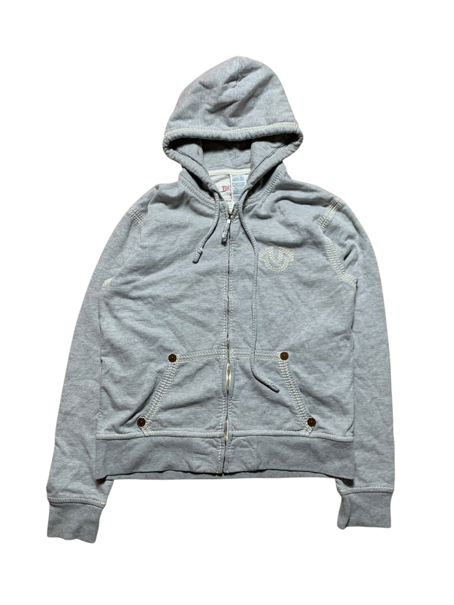 True Religion big stitch zip up hoodie (L)