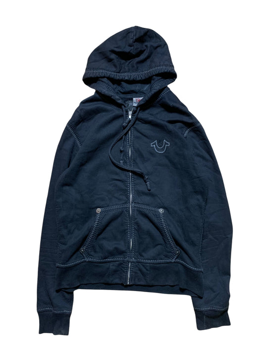 True religion big stitch zip up hoodie (L)