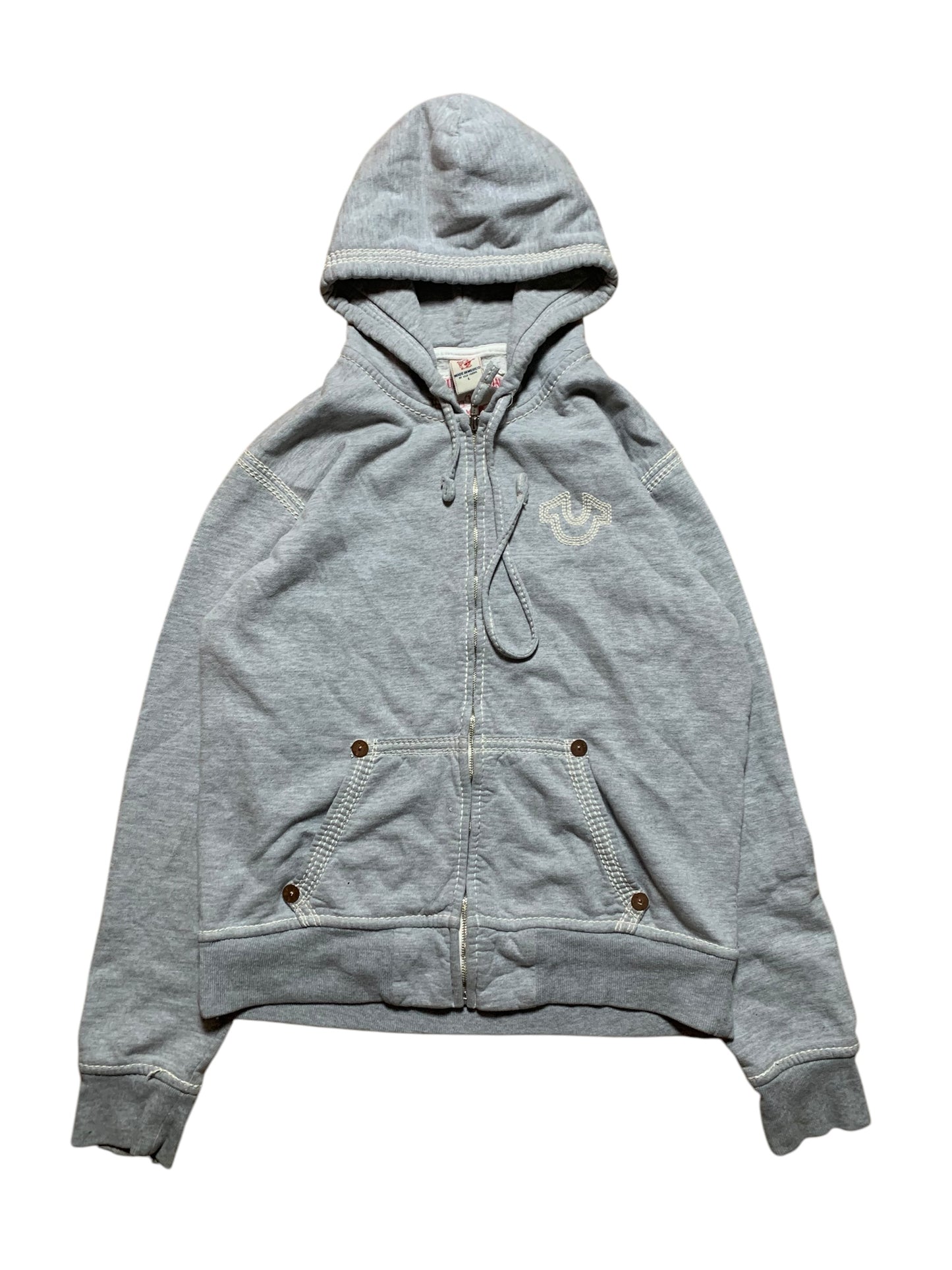 True Religion big stitch zip up hoodie (L)