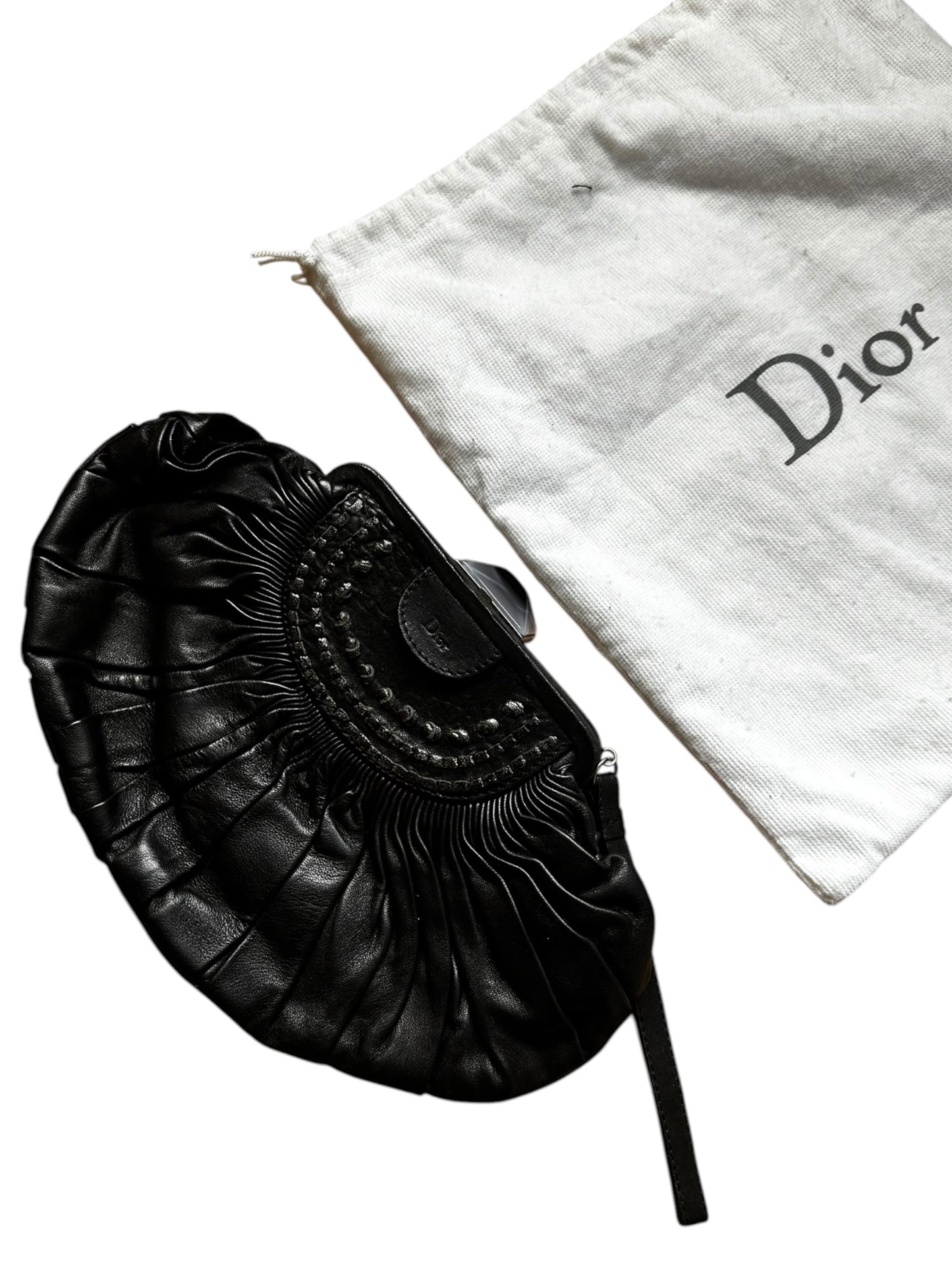 Dior Pleated Leather Frame Clutch (OS)
